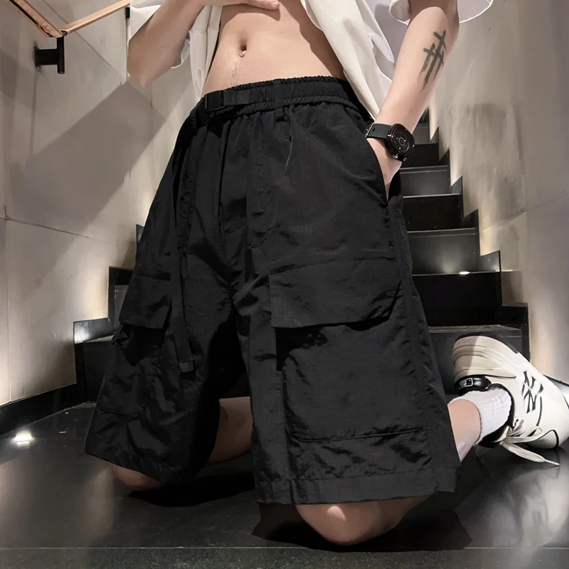 New Summer Fashion Trendy Solid Color Large Pocket Outdoor Cargo Shorts Men's Casual Loose Fit High Quality Sports Shorts