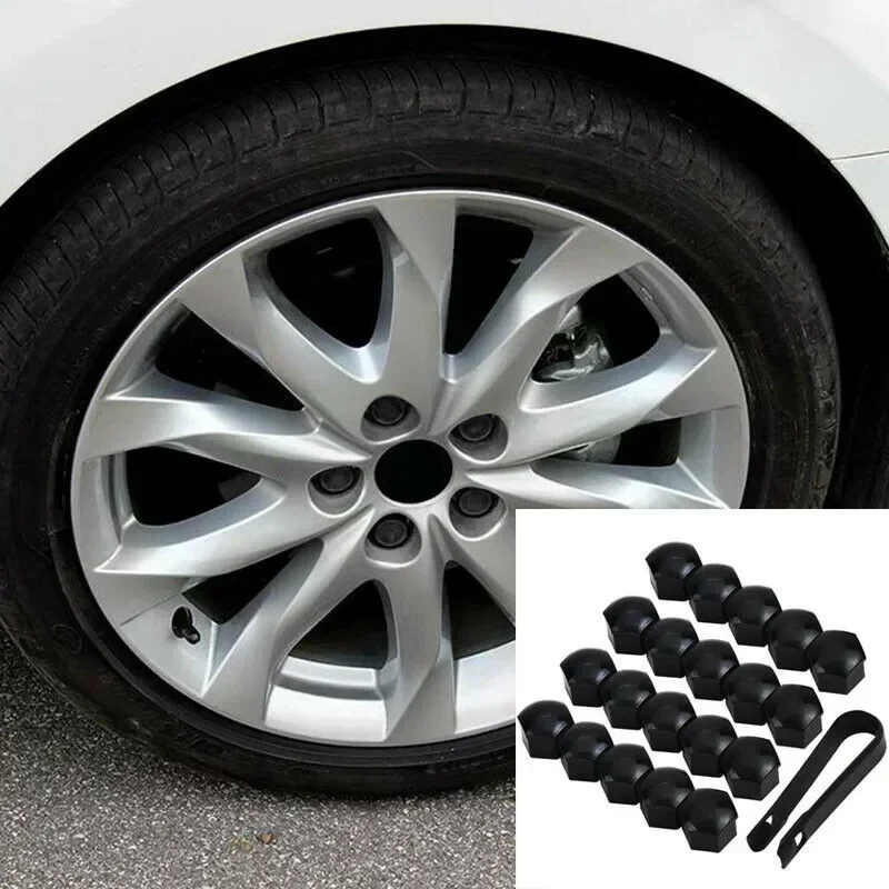 

20pcs Car Nut Cap Gloss Black Alloy Wheel Nut Bolt Covers Cap Universal Set For Any Car ABS Plastic Black 22X18mm Wear Parts