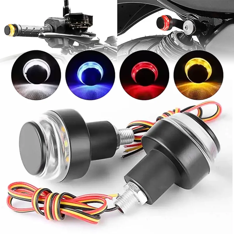 Motorcycle Gear Yellow - 12V LED オートバイハンドルバーエンドターンシグナルライト白/黄色フラッシャーグリップバーウインカーサイドマーカーランプオートバイ用