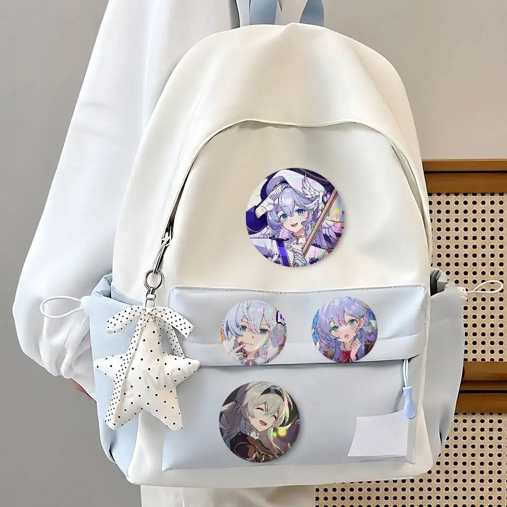 Honkai Star Rail Robin Firefly Creative Round Button Pins Badge Set Cartoon Anime Movie Music Pattern Brooches For Bags Jackets
