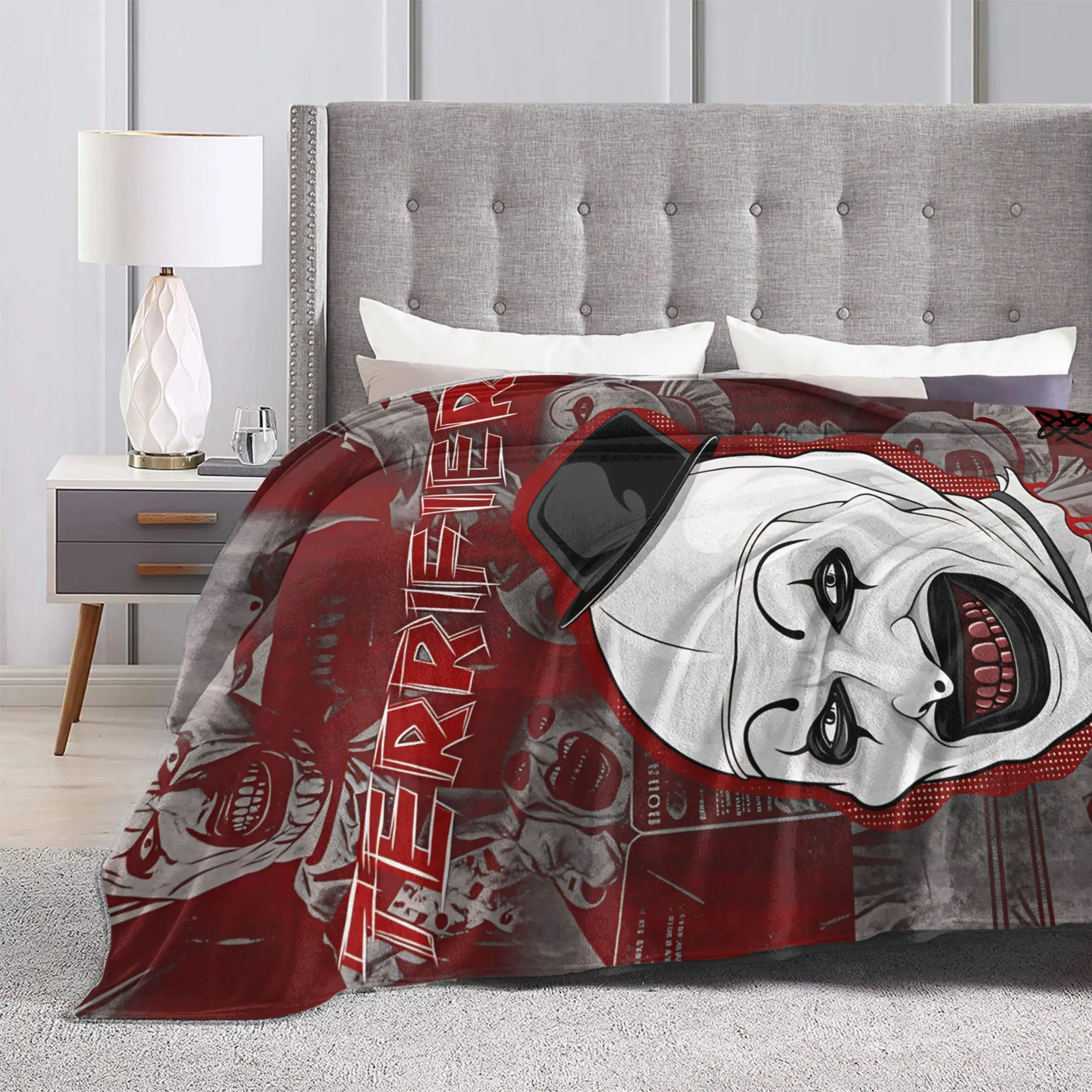 Terrifier 4 Halloween Blanket Quality Warm Soft Horron Bedding Throws Winter Child Outdoor Aesthetic Bedspread