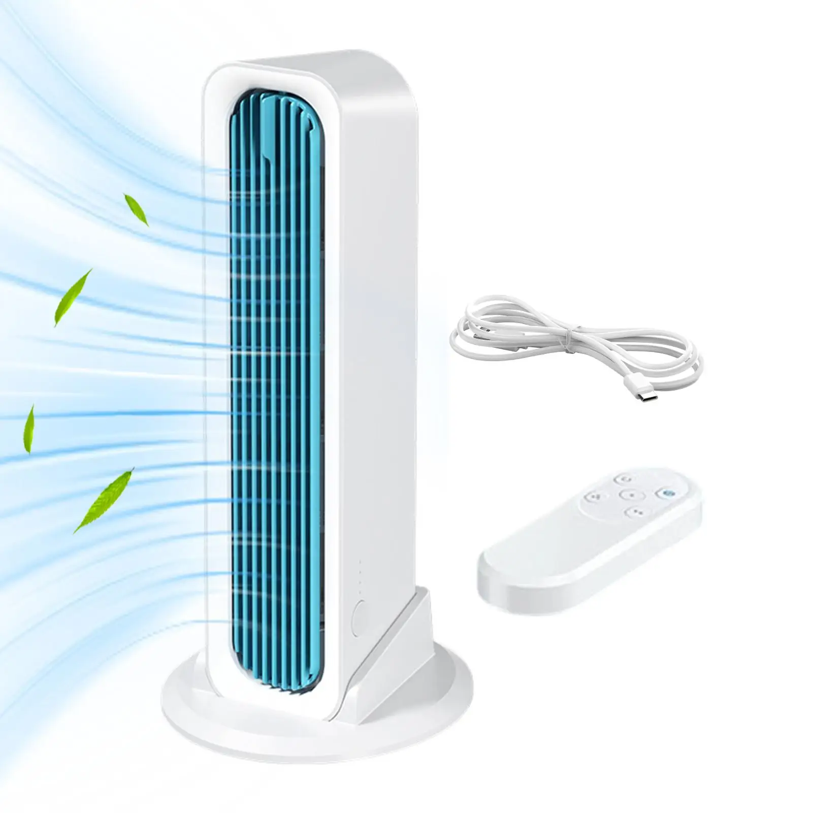 4000mAh Oscillating Bladeless Tower Fan Portable Quiet Desktop Cooling Fan with 3 Speeds Personal Air Circulator for Home Office
