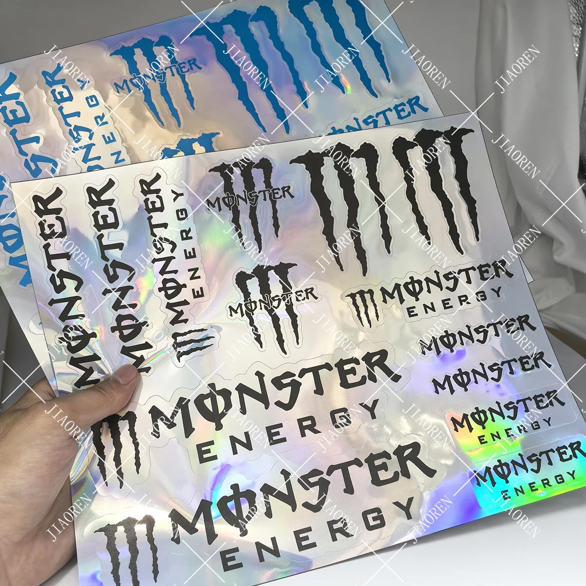 

Christmas Halloween Laser Monster Energy Sticker Logo Motorcycle Tank Helmet Car Bike Decal For YAMAHA HONDA SUZUKI KAWASAKI