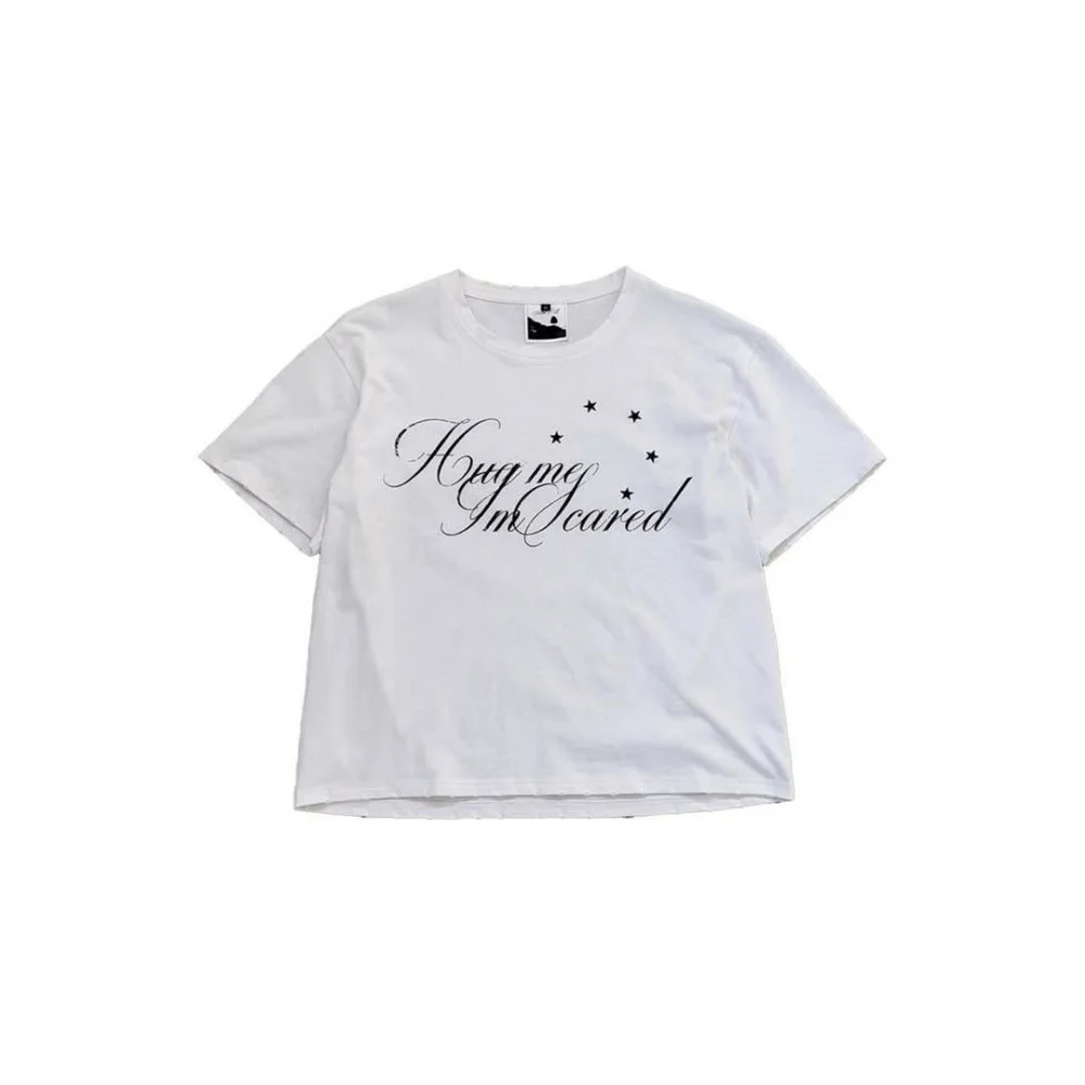 American Street Versatile West Coast Style English Printed White Classic Retro Edition Short Sleeve Summer Tshirt ins Retail