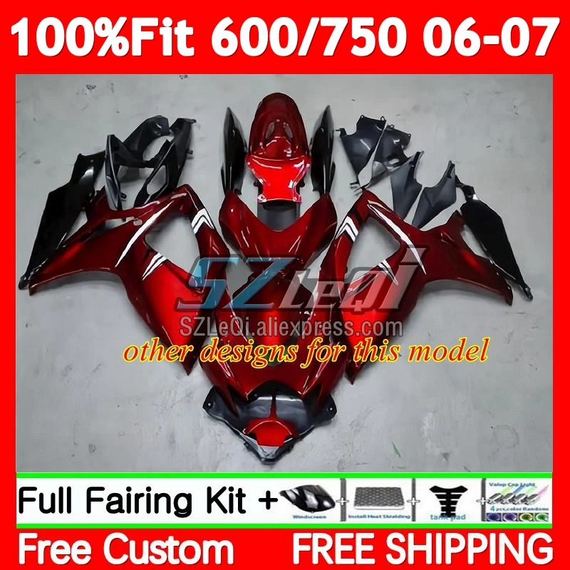 Injection Kit For SUZUKI GSXR600 GSXR 750 600 CC 76No.5 GSXR-750 K6 Black silvery GSXR750 600CC 06 07 GSXR-600 2006 2007 Fairing