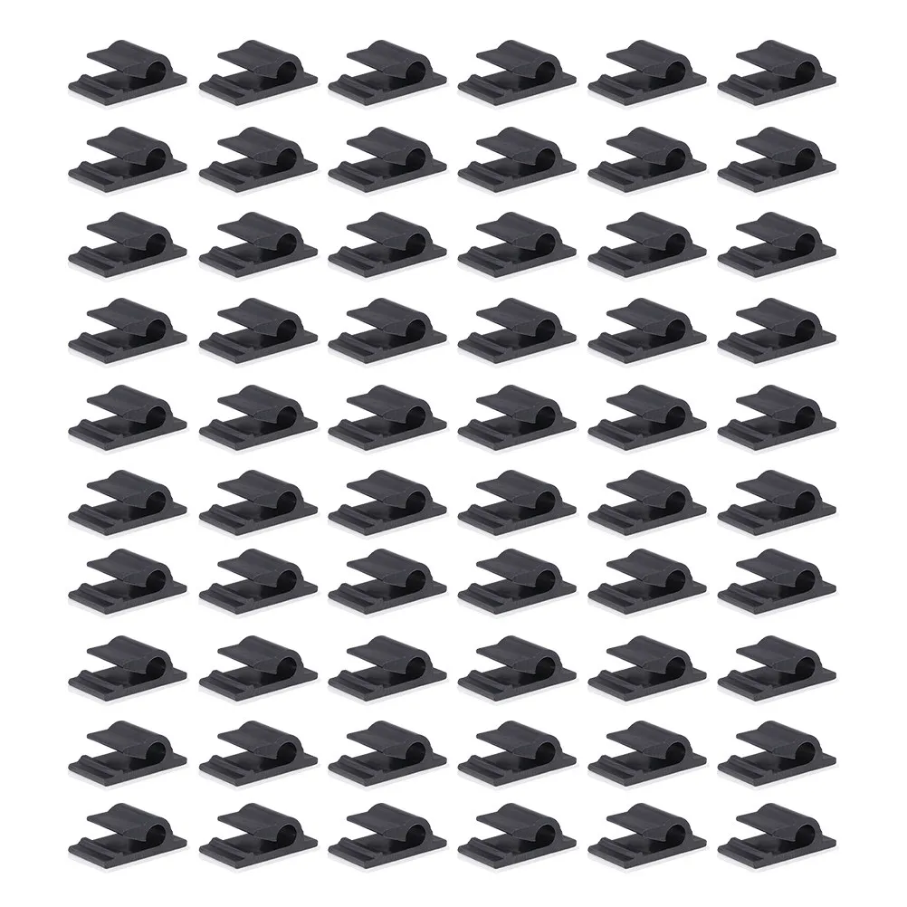 60Pcs Self-Adhesive Cable Clamps Heavy-Duty Cord Holder for Desk Wall Car Mount Easy Stick Cord Management Clips Household Use