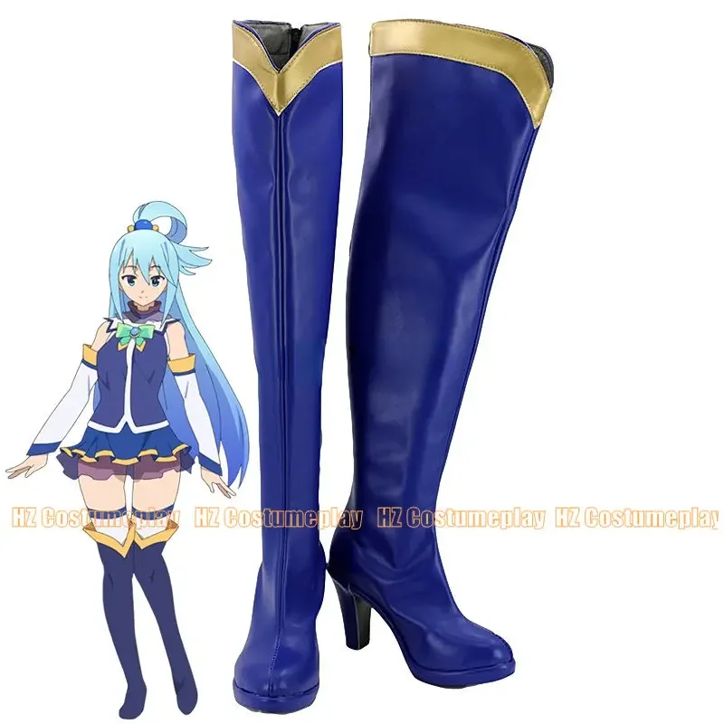 

KonoSuba Kono Subarashii Sekai ni Shukufuku wo Aqua Аниме Обувь для косплея на заказ Сапоги