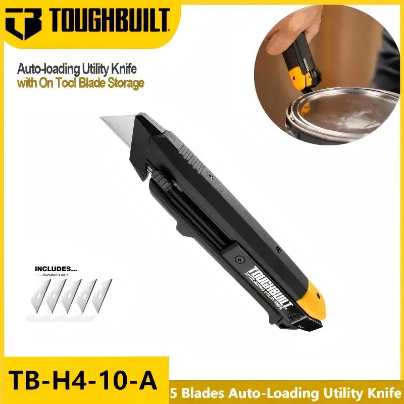 TOUGHBUILT TB-H4-10-A Self-Loading Utility Knife with Lever Handle Multi-Purpose Utility Knife