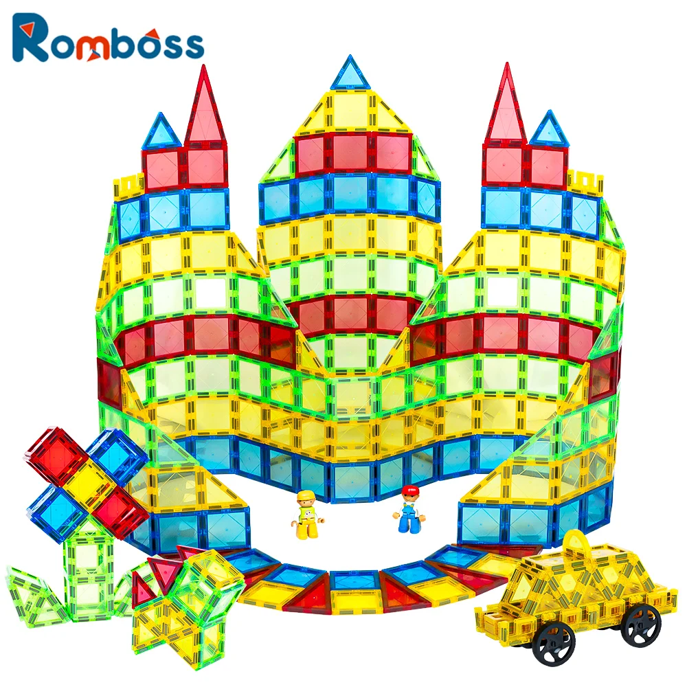 Romboss conjunto de blocos de construção magnéticos folha magnética construção quebra-cabeça telhas meninos meninas crianças montessori brinquedos