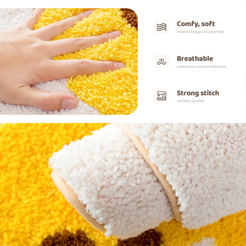 Cute Bath Mat Bathroom Non-Slip Soft Bath Mat For Showers Cute Plush Microfibre Super Absorbent Plush Carpet 40X60Cm