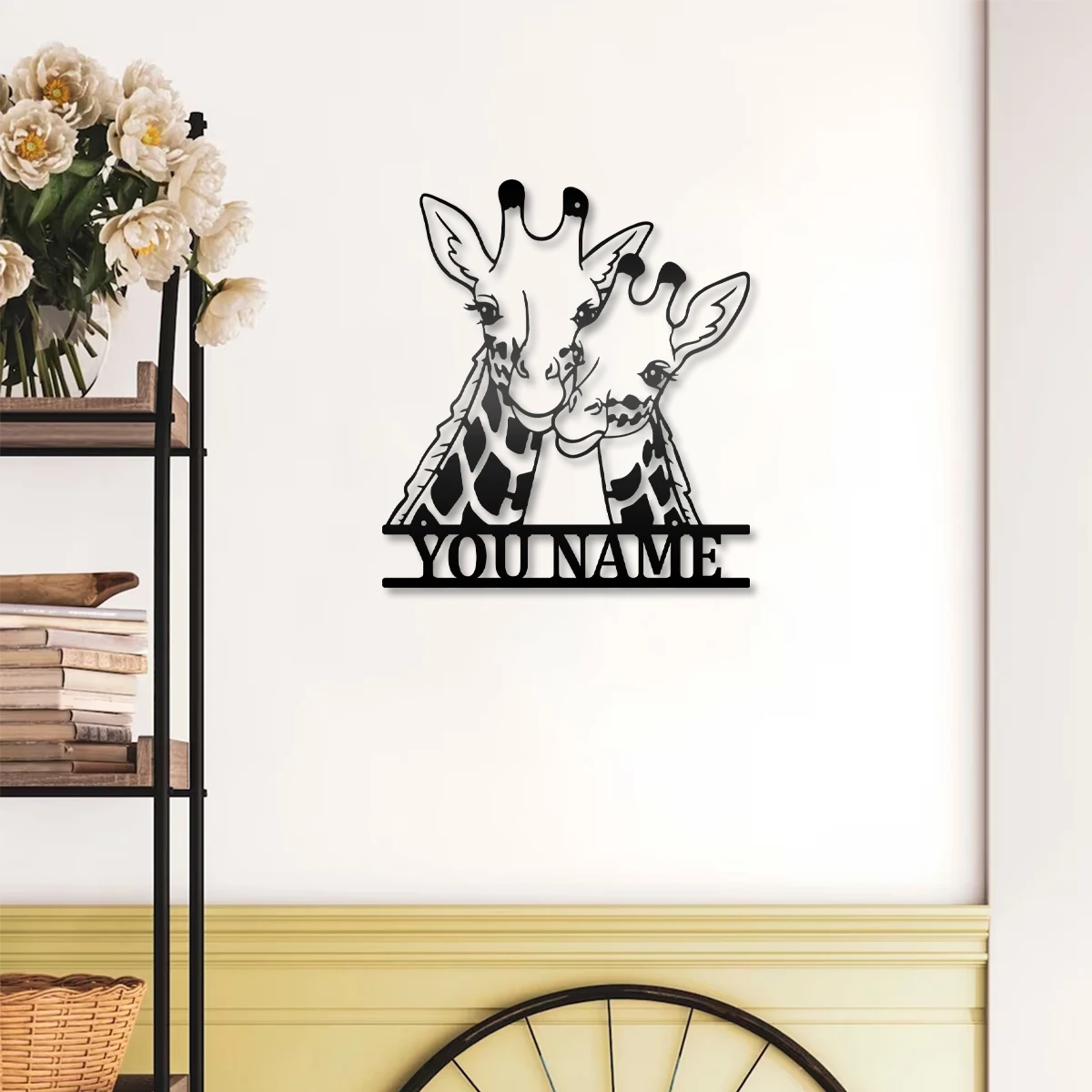 

1pc new A different giraffe Customized Name Metal Wall Signs Tin Wall Plaque For Kids Rooms Decoration