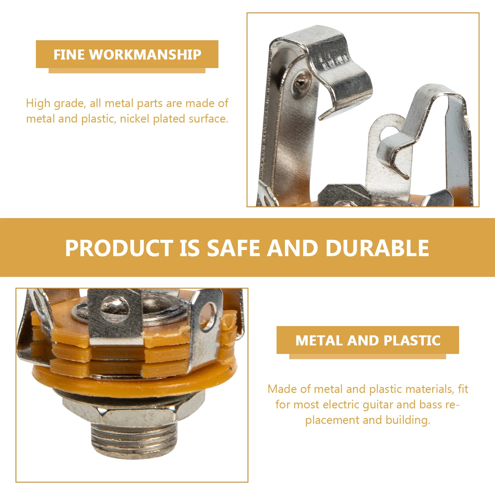 

2pcs Electric Guitar Jack Input Socket Welding Type Metal Audio Jack For Guitar Bass Replacement Parts Stereo Socket