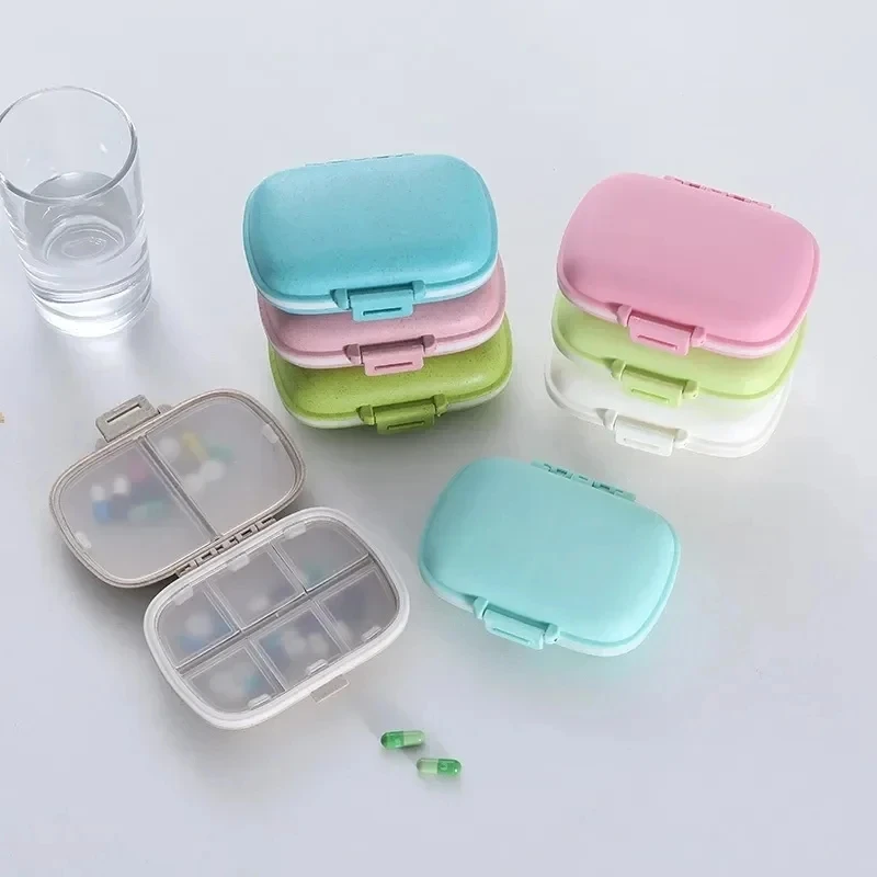 AiQUE 8 Grids Mini Pill Case Sealed Container Waterproof Moisture-Proof Portable Tablet Storage Portable Small Medicine Box