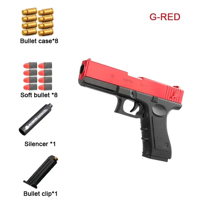 Boys DIY Soft Bullet Toy Gun Foam Ejection Toys Darts Blaster Pistol Manual Airsoft Guns with for Kids Adult Gift Toys