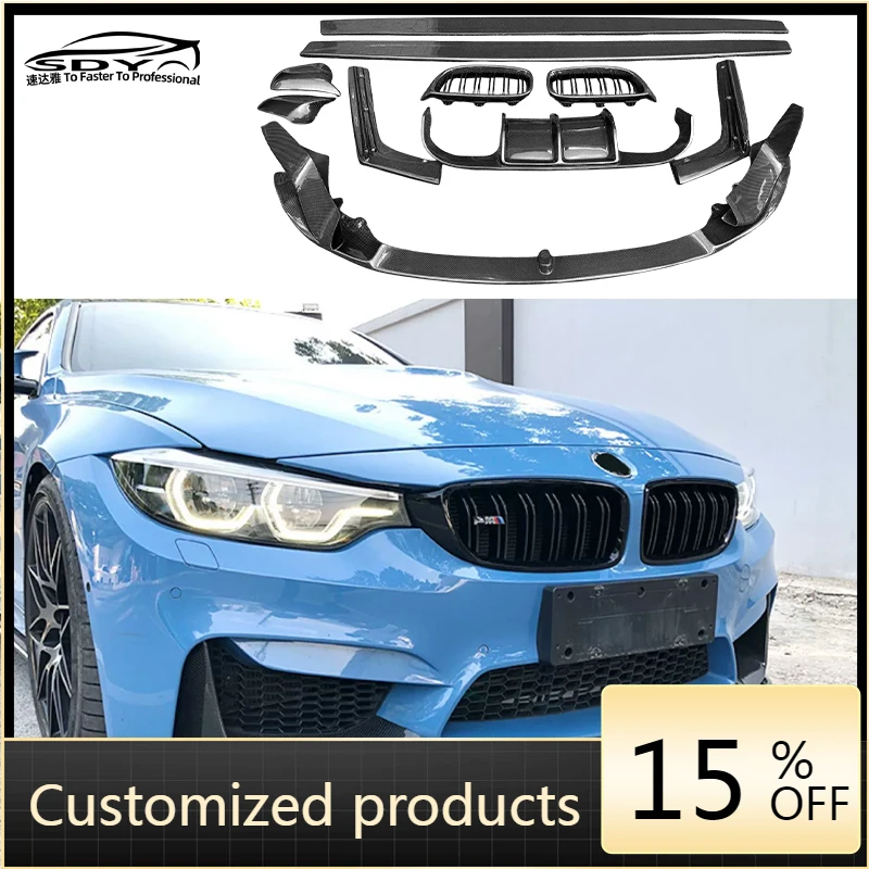 

F80 F82 Высококачественная передняя губа из углеродного волокна, задний диффузор, боковая решетка, зеркальные колпачки для F80 M3 F82 M4