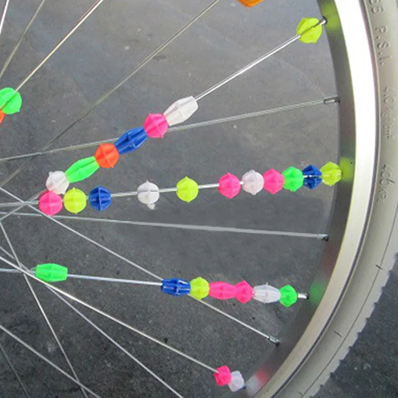 36X Colorful Plastic Cycle Bike Wheel Spoke Clip Luminous Beads Decors