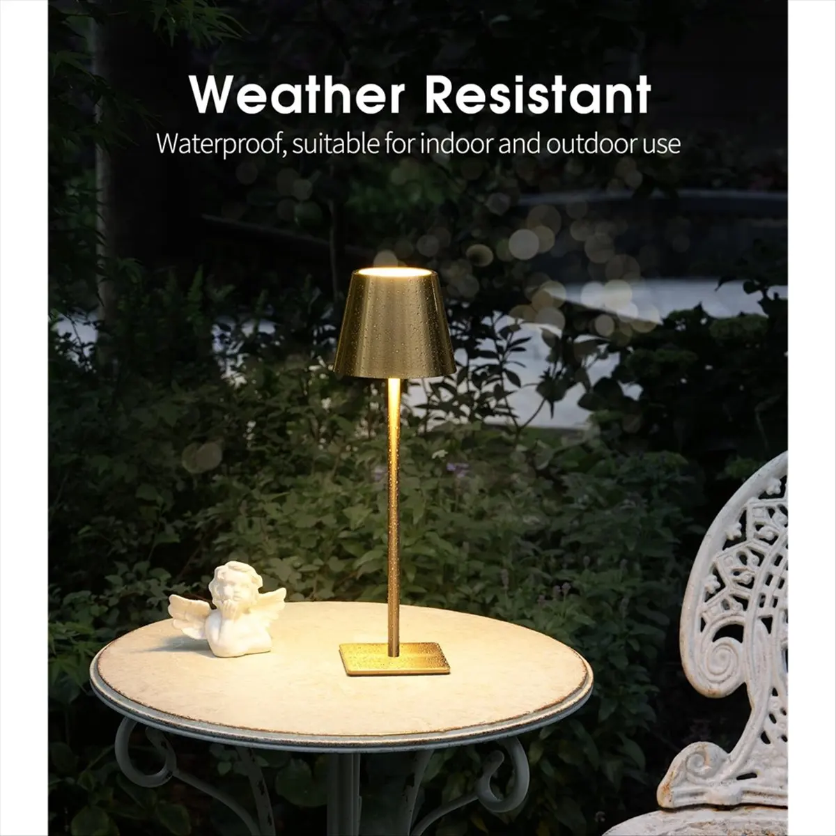 【Like】  3 Pack Cordless Table Lamp, Battery Operated Lamp - Portable Waterproof Table Lamp for Dinner, Desk, Cafe,Outdoor (Gold)
