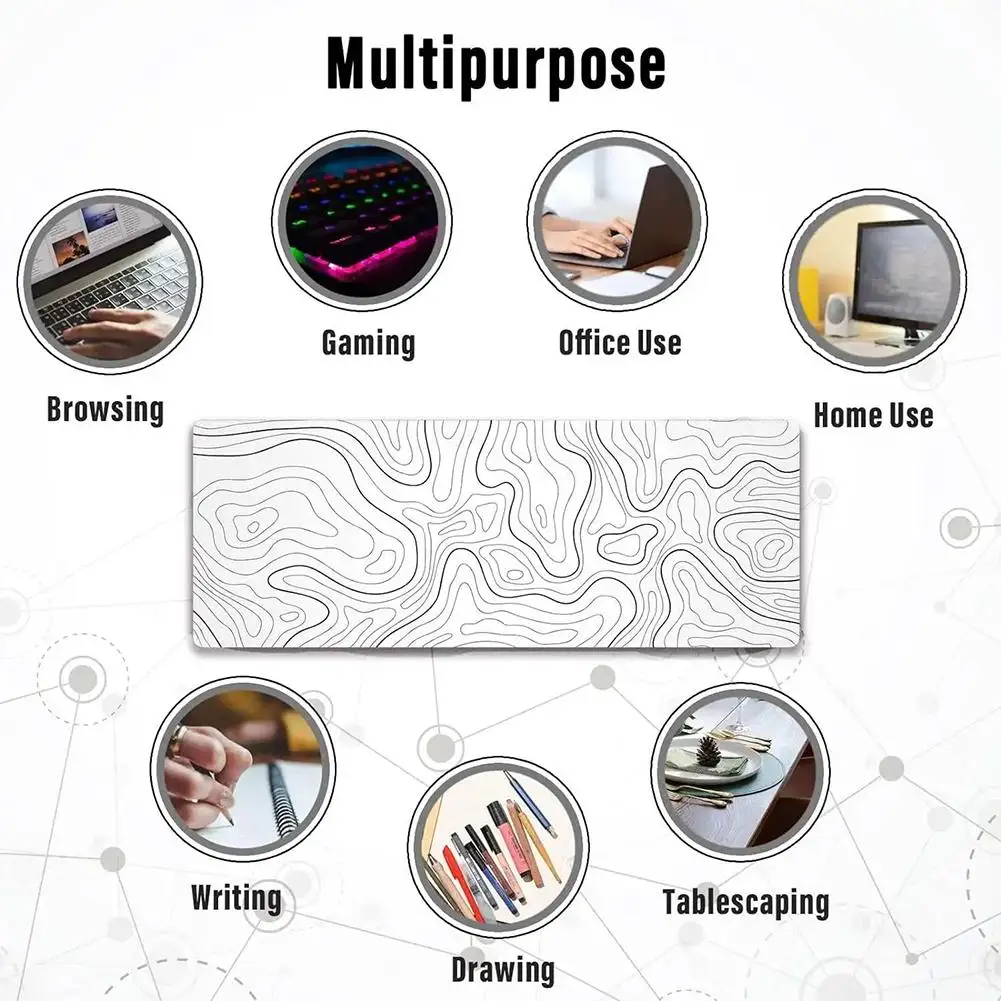 2/3mm Topographic Mouse Pad Abstract Ripple Overlocked Desktop Keyboard Pad Mat Desk Mousepad Accessories Computer Table Ga I1O8