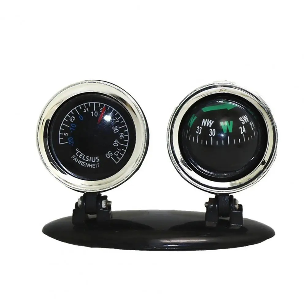 Automotive Compass Multifunctional Portable Dashboard Compass Thermometer Car Ornaments Black Color Compass for Car