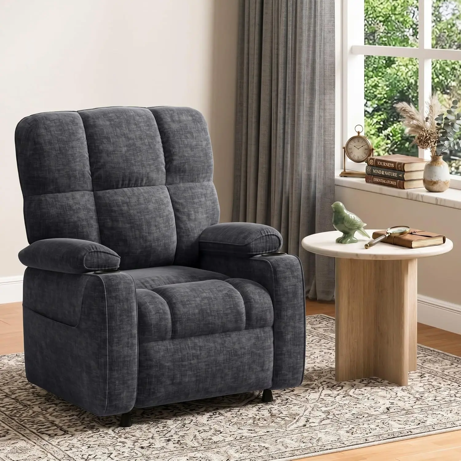 

Power Recliner Chair for Adults, One-Touch Synchronized Reclining, Oeko-TEX Chenille Fabric Electric Recliner with USB