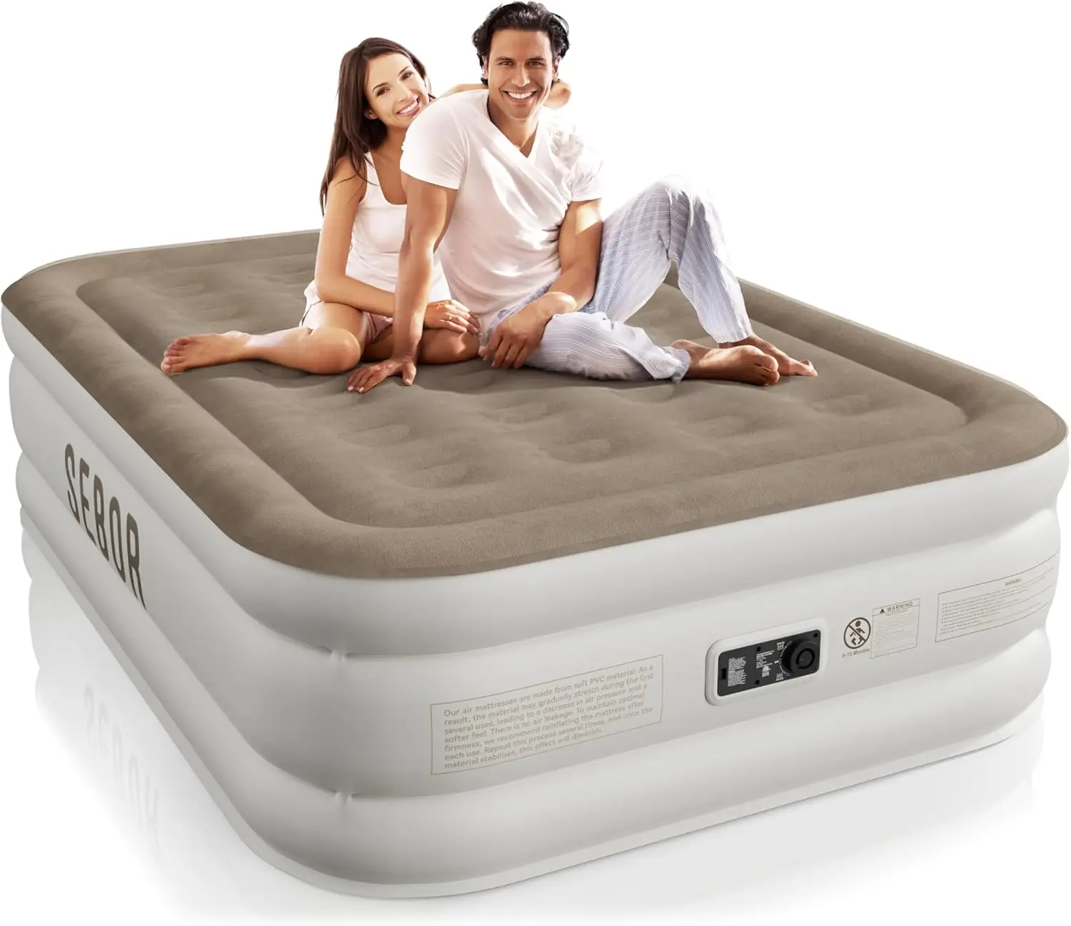

Full Air Mattress with Built-In Pump 18" - Self-Inflating, Durable Blow Up Bed for Guests Camping Travel, Includes Storage Bag