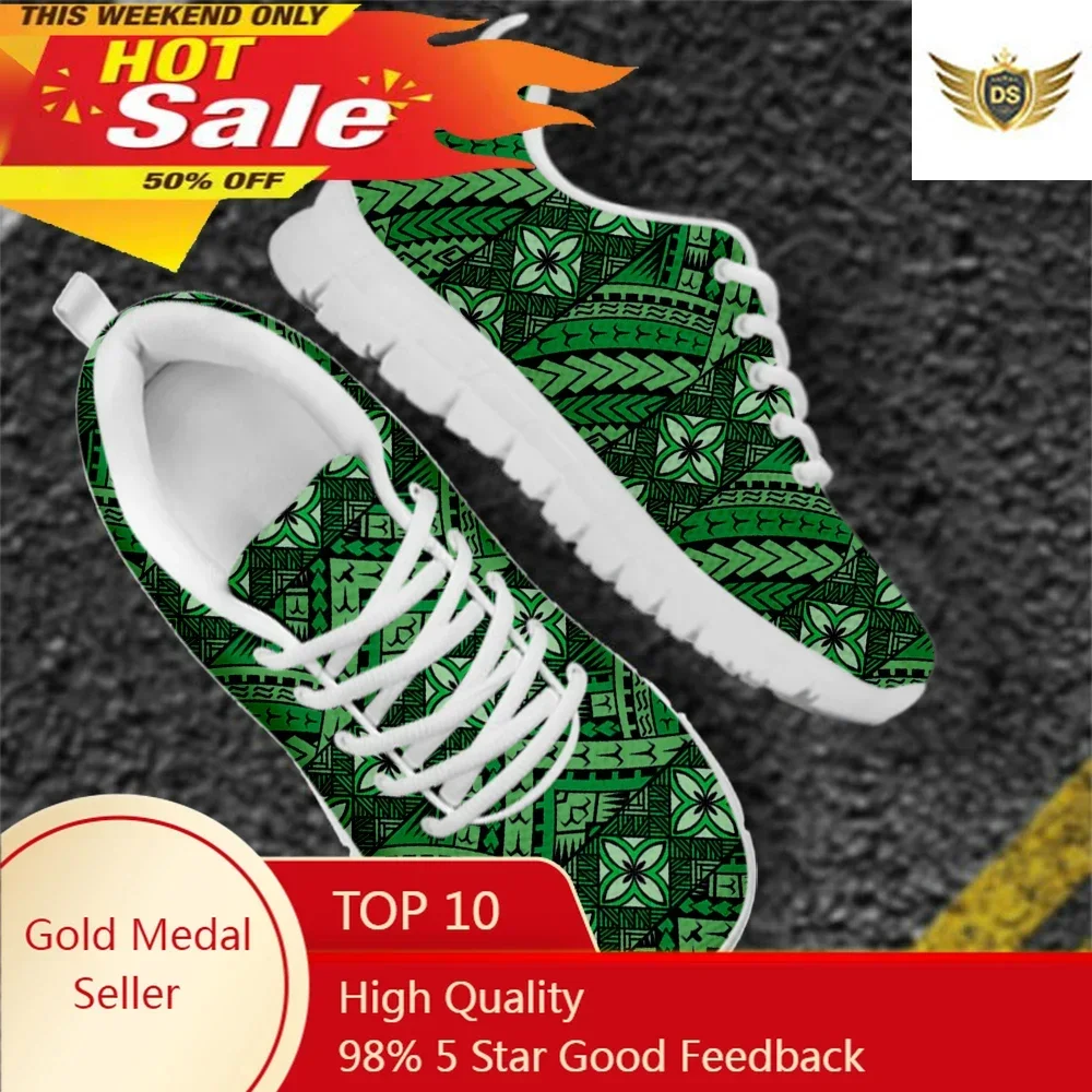 

Women's Shoes Flats Polynesian Tribal Plumeria Flower Green Casual AF Mesh Sneakers For Teen Girl Female Breathable