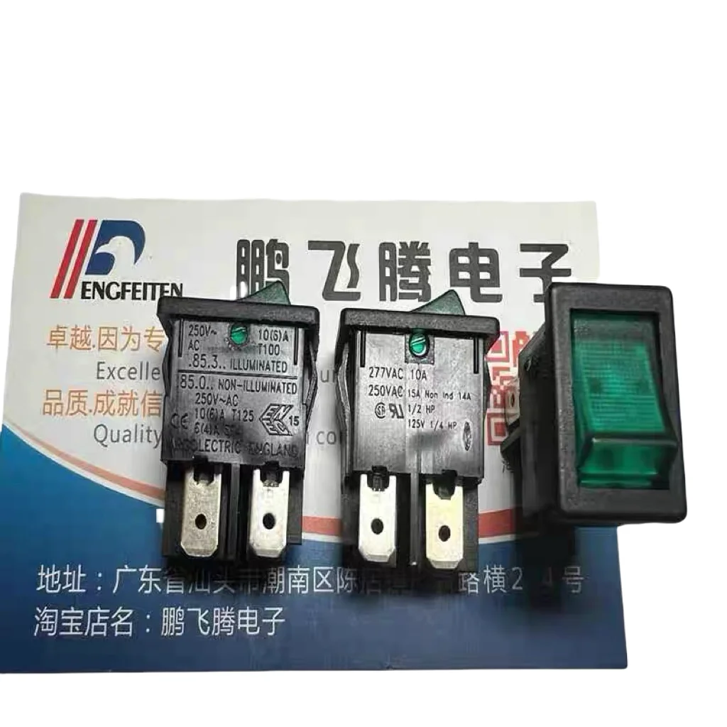 

1pcs/lots 100% original uk boat switch 4 pin 2 position single blade with light warper green light power button 10a h8553vbnae