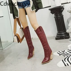 Autumn winter The New fashion Pointed Fang He 10CM High tube Knight boots Plus velvet Keep warm High heel Women boots high 10cm