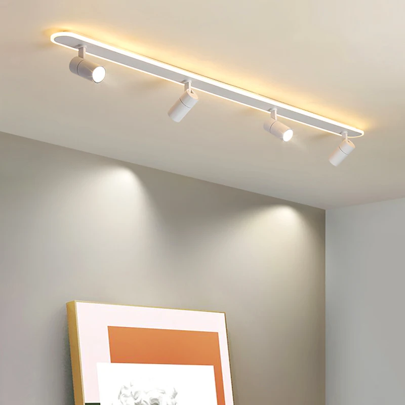 Nordic Indoor LED Spotlight, Luzes de teto do quarto, Lâmpadas inteligentes, Iluminação para sala de estar, Branco e preto, Decoração de casa