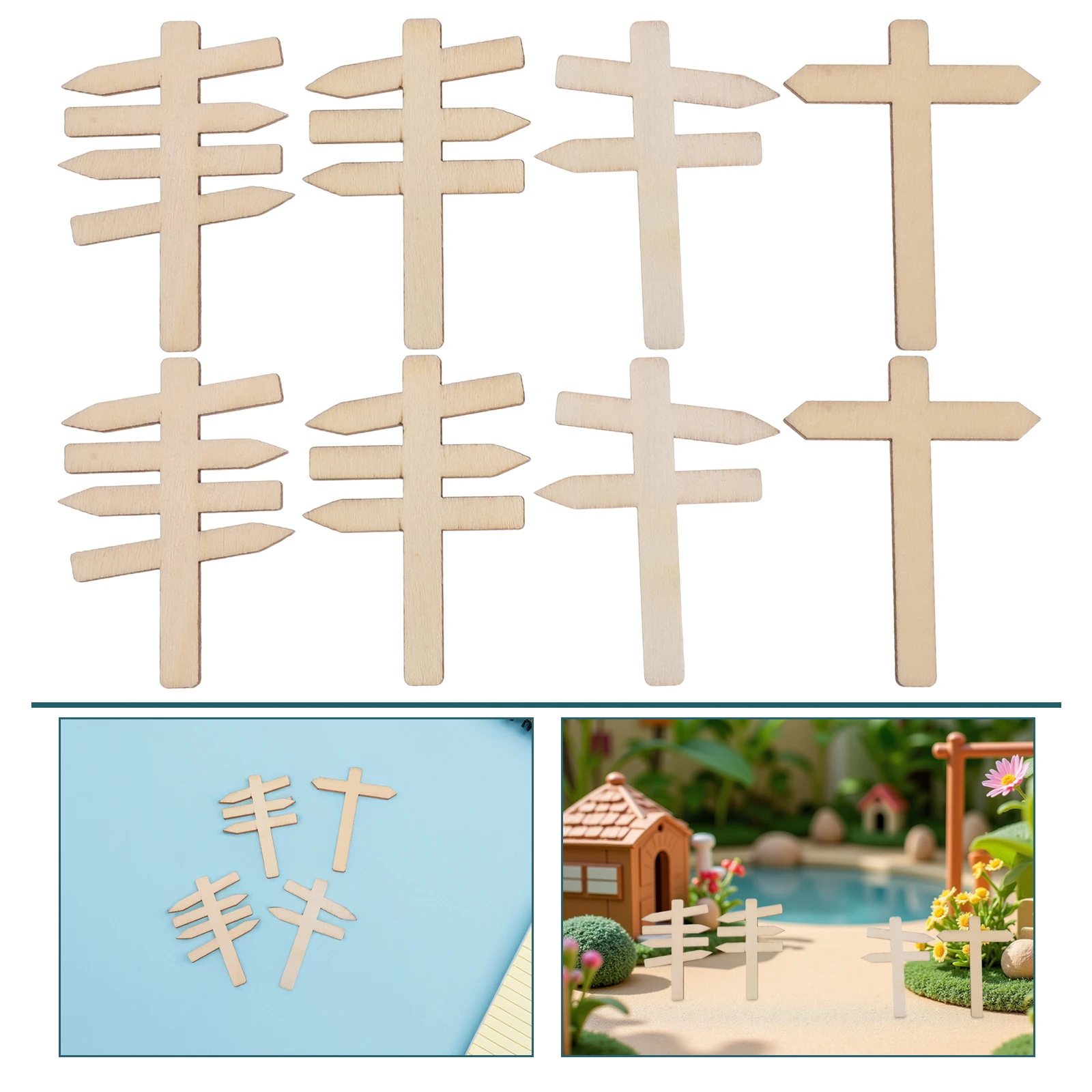 

50pcs Wooden Road Sign For Dollhouse Mini Traffic Signs Kids Educational Toddler Decorative Props Micro Landscape Diy Scenery