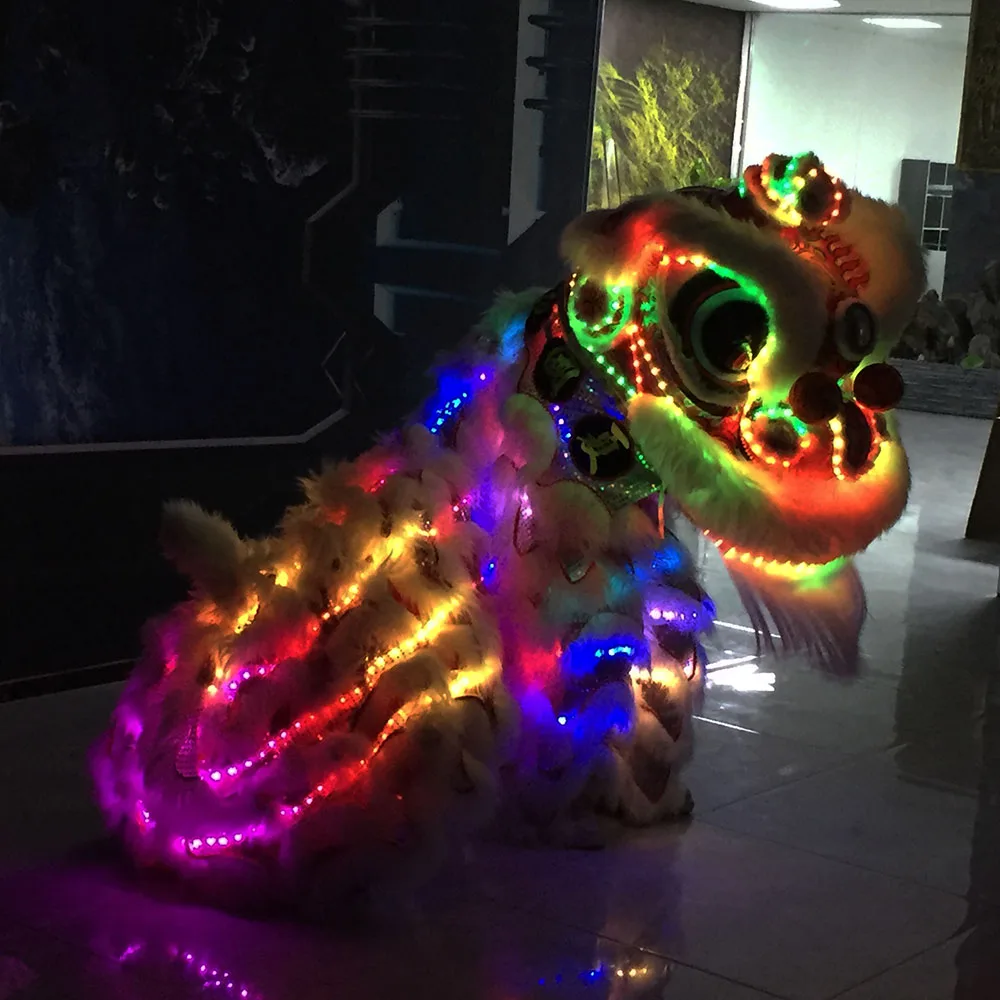 Halloween Christmas New Year Show Traditional  Chinese Folk Lion Dance Light up Southern Foshan Lions costume