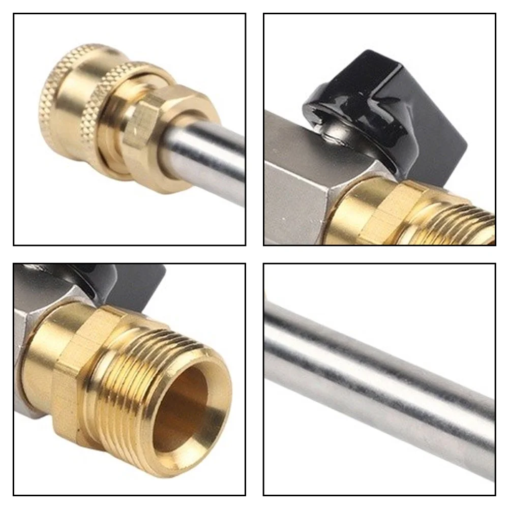 Stainless Steel Pressure Washer Extension Wand M2214 Featuring Threaded Connection and Valve for Use with Foam Pots and Brushes