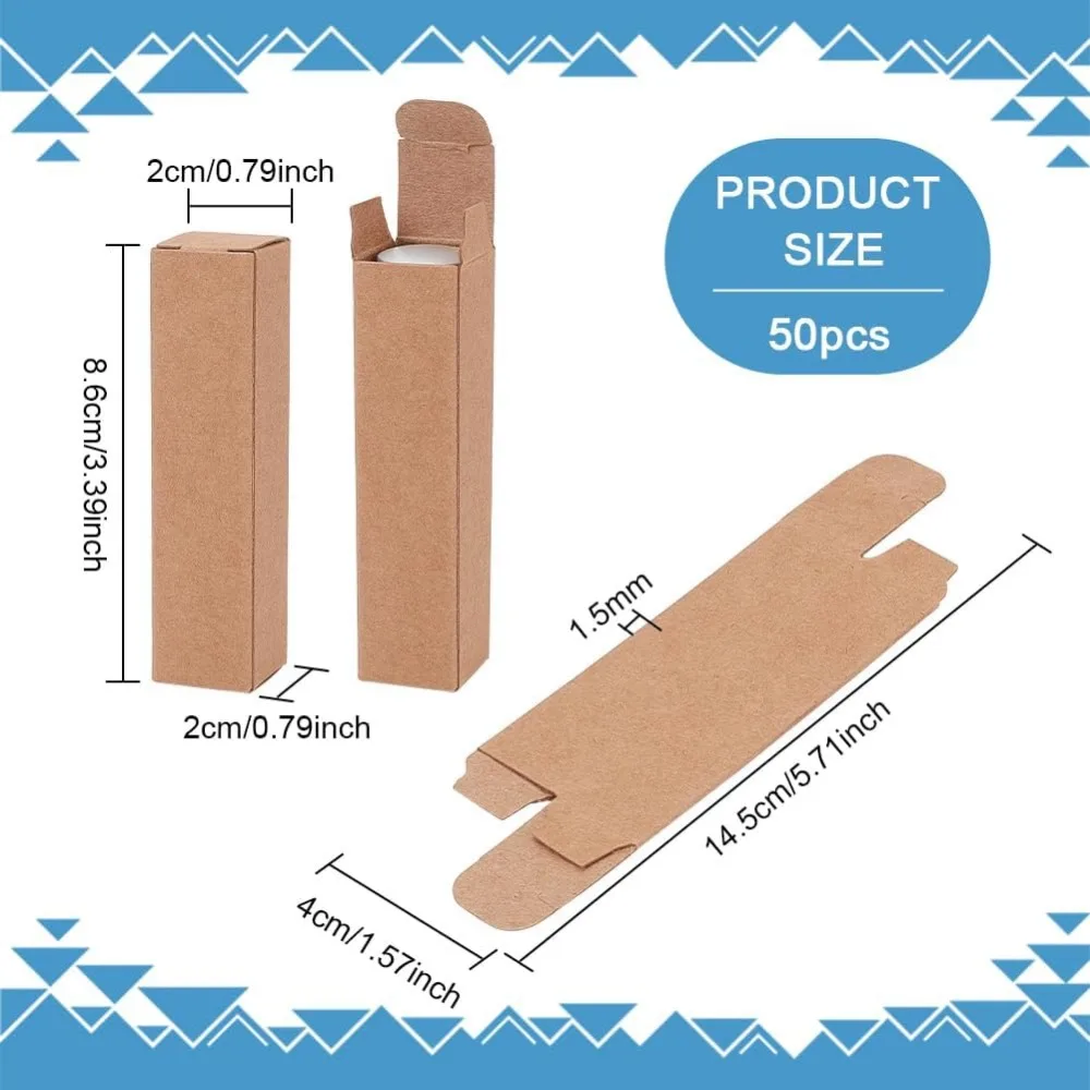 50 Pack Kraft Paper Lipstick Case Peru Rectangle Essential Oil Packaging Box for Lipstick Bottle Packaging Gift Makeup Tube