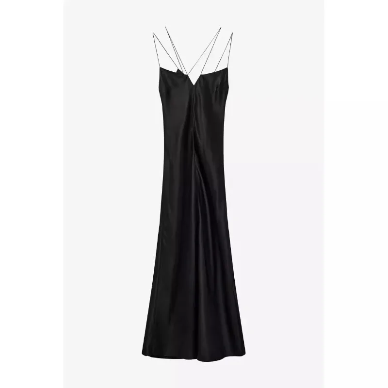 FKS @ Women\'s Asymmetric Backless Dress, Sexy Slim Halter Dress, Simple Monochromatic Streetwear, Y2k Fashion