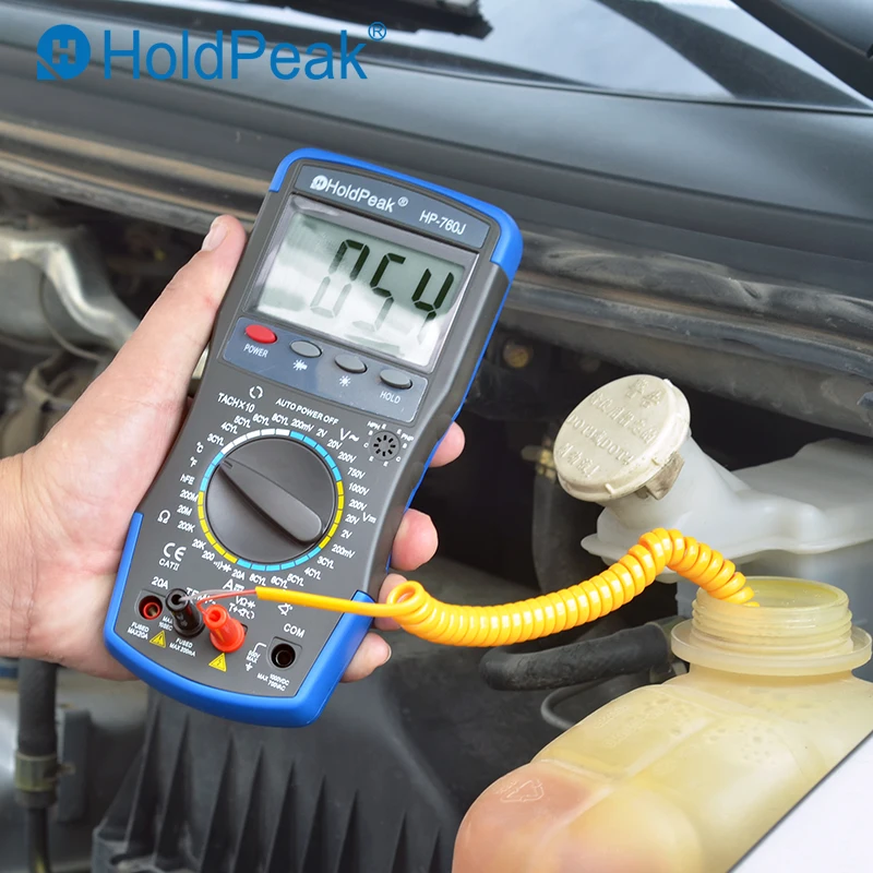 760J Digital Automotive Multimeter Car Engine Analyzer RPM Tach Dwell Tester AC/DC Voltmeter Ohmmeter Thermometer Diode Tester