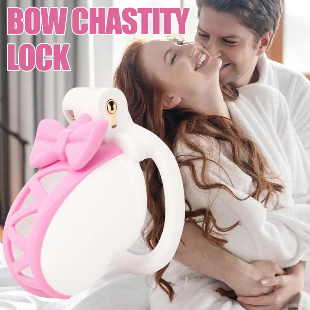 القوس الوردي أقفاص العفة سيسي مثلي الجنس نغمتين الحرفية العفة سيسي أقفال جهاز الهروب واقية العفة الغش واقية أقفال الزائفة B0Z8 #2