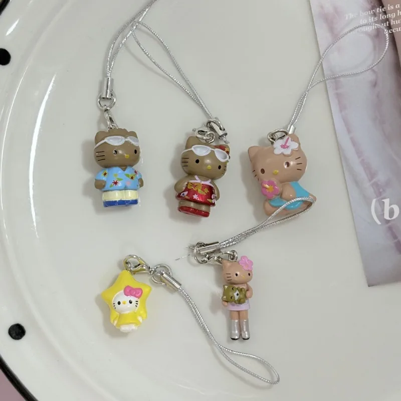 Kawaii sanrio meu doce piano chaveiro pendurado corda tênis badminton olá kitty telefone corrente pingente anti-perdido cordão saco decoração