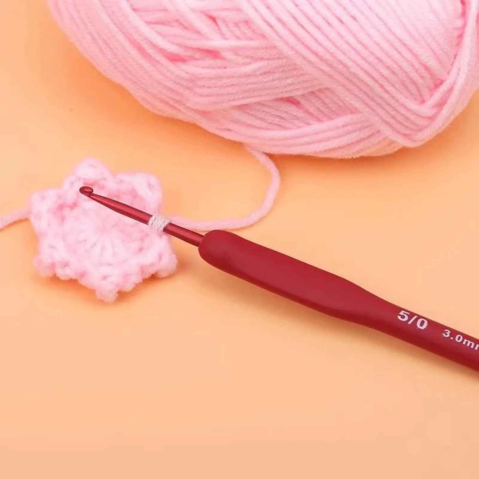 9/33pcs Red Crochet Hook Set, for Sweater Sewing, Red Handle, Craft Accessories, Knitting Tools, DIY Hand Knitting