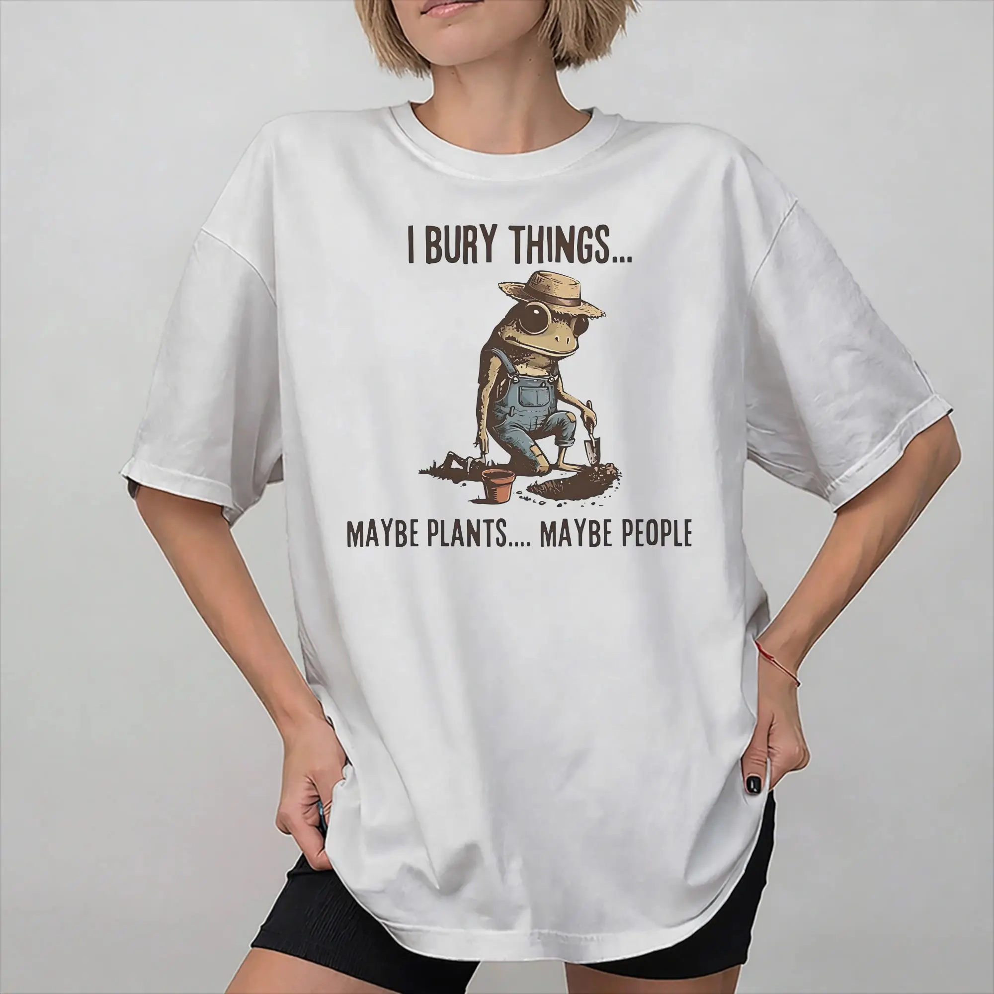 Fashion I Bury Things Maybe Plants Maybe People Frog T Shirt for Men Women  Cotton T-shirts Short Sleeve Tops