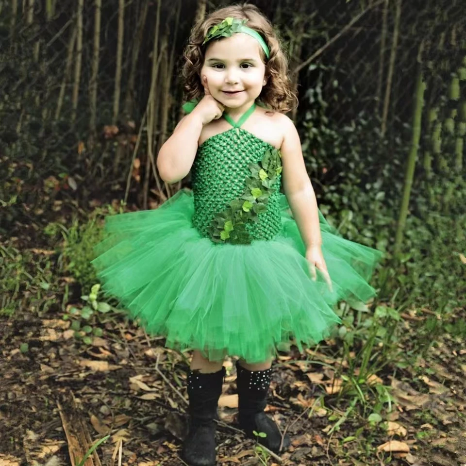 Fall Autumn Girl Tutu Dress Baby Toddler Brown Leaf Birthday Party Role Play Dress Up 0-9Y Kids Halloween Thanksgiving Costumes