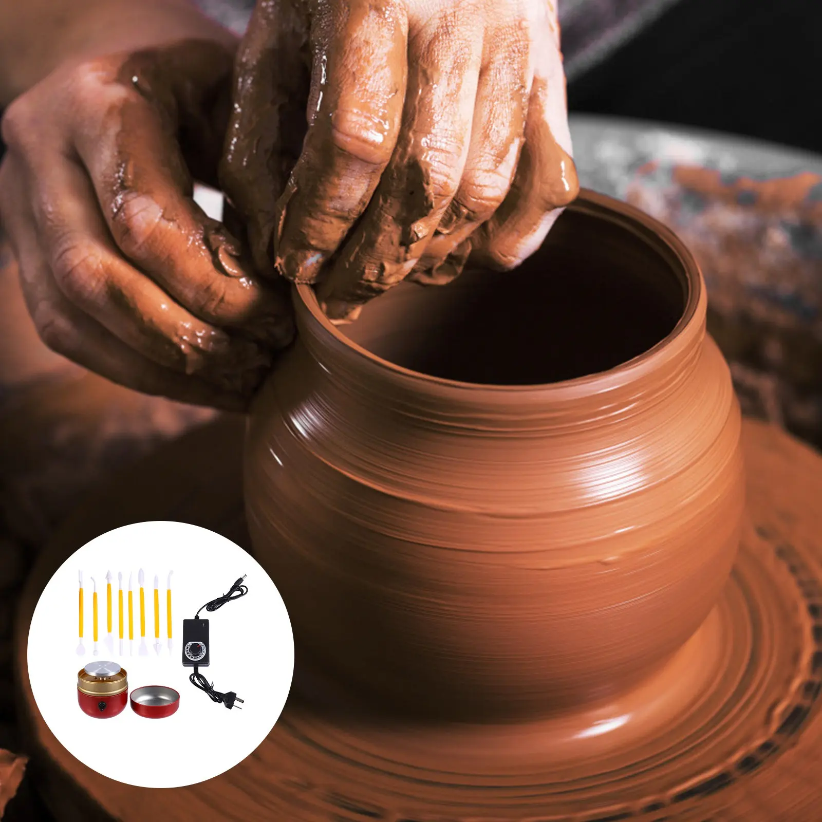 

1 Set Mini Pottery Wheel Portable Electric Clay Making Machine Compact Size For Diy Ceramic Art Craft Use Pottery