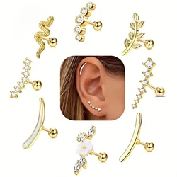 2Pcs 16G Stainless Steel Screw Back Stud Earrings for Women,Cubic Zerconia Cartilage Conch Helix Ear Piercing Jewelry