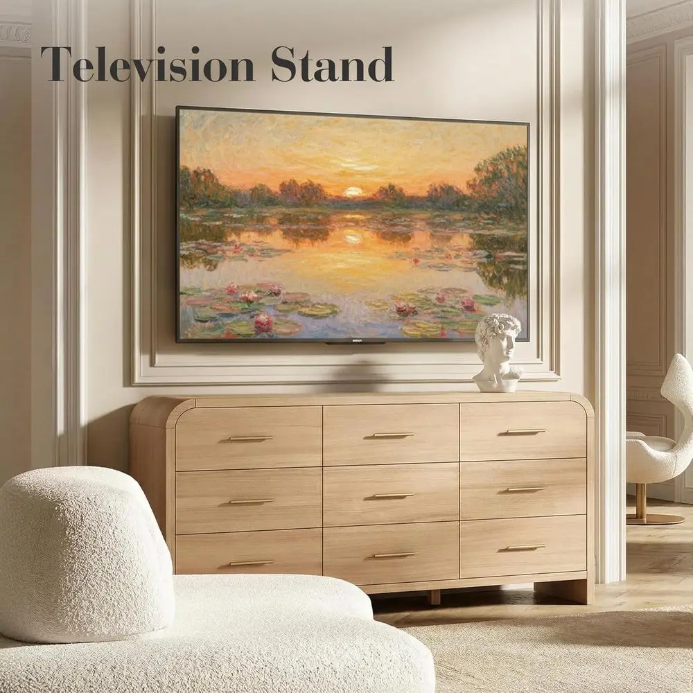 Curved 9-Der Drer or Bedroom, 63" Wide ern Chest o Ders, Vanity Desk TV Stand or Living Room, Closet Storage Ders Organizer urni view 5