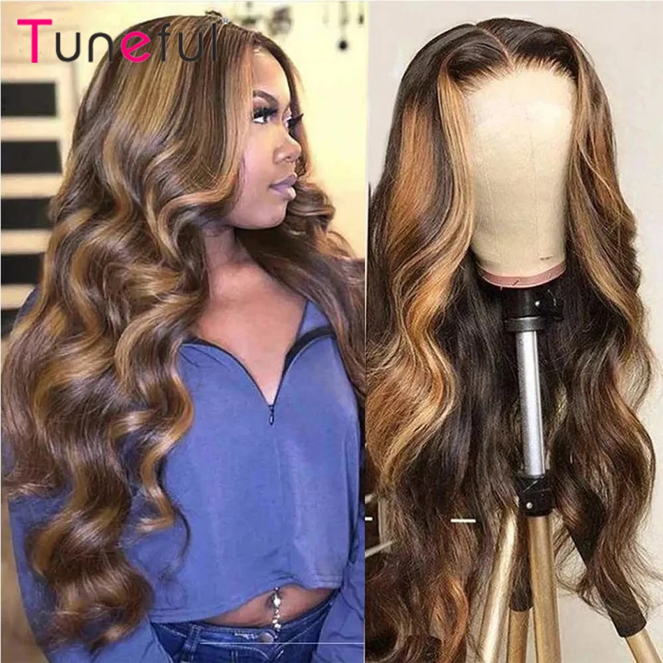 Highlight Blonde Wigs Colored Human Hair Lace Frontal Wigs Body Wave 13x4 HD Transparent Lace Front Human Hair Wigs