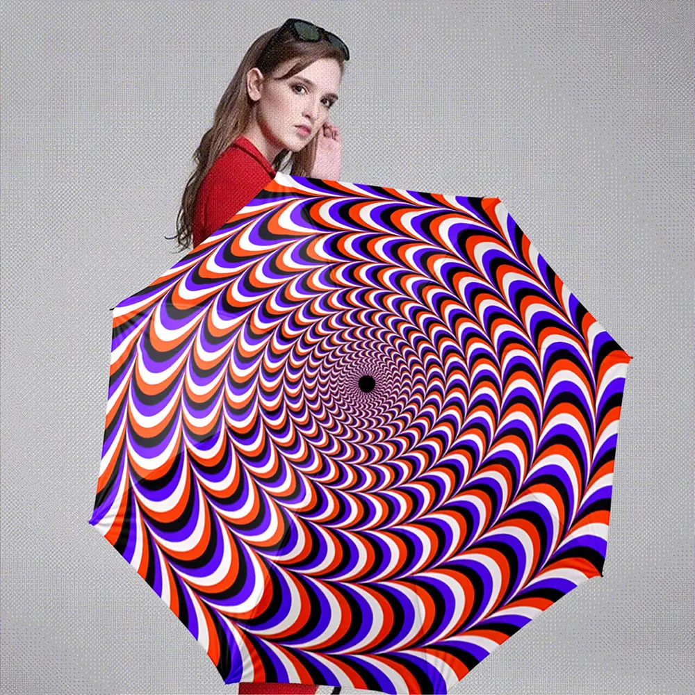 Psychedelic Optical Illusion Spiral Pattern Umbrella Design portable waterproof sun rain umbrella for outdoor travel beach