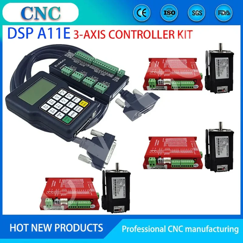 

RichAuto DSP A11E Handheld 3-axis CNC Controller Kit Motion Control System Remote Engraving and Cutting NEMA23 Hybrid Servo Moto