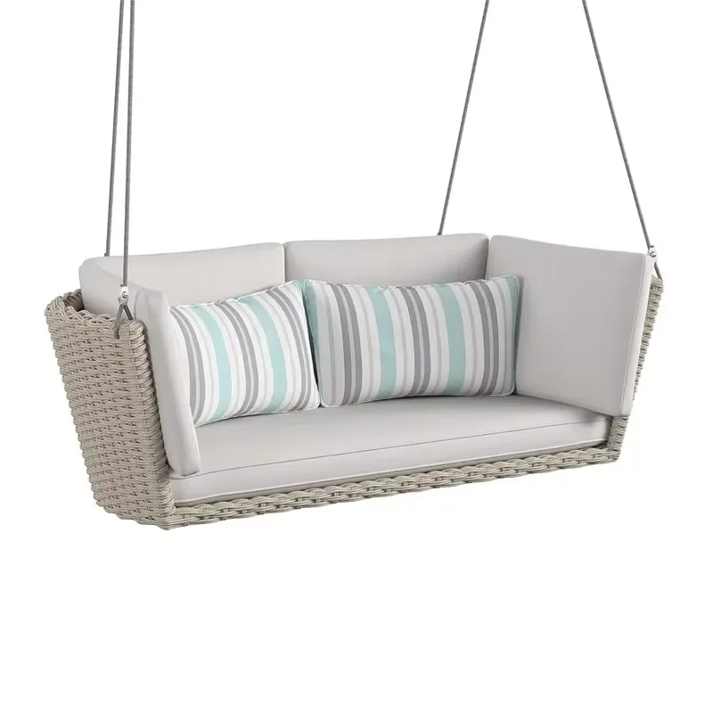 Outdoor French Romantic PE Rattan Swing Chair for Courtyard