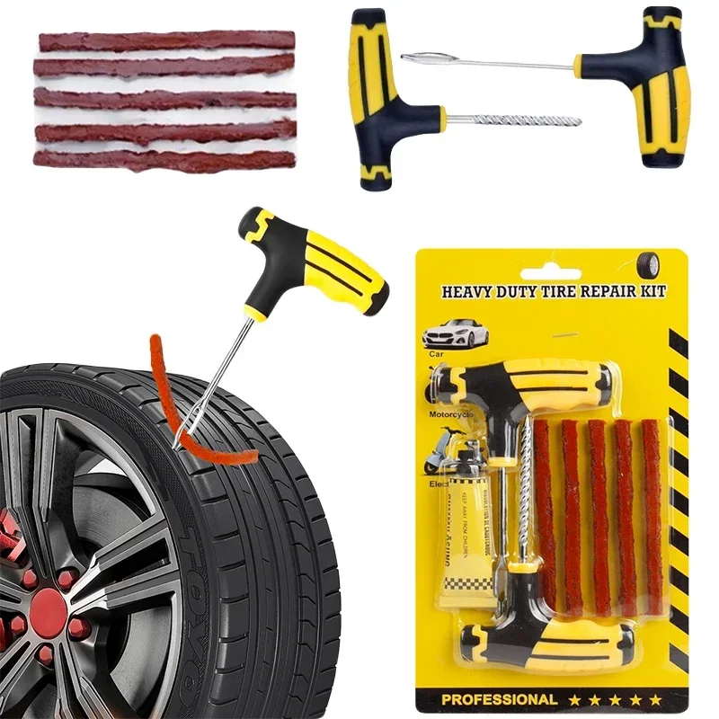 Car Tire Repair Kit Puncture Plug Tools Tyre Puncture Emergency for Tire Strips Stirring Glue Repair Tool Kit Car Accessories