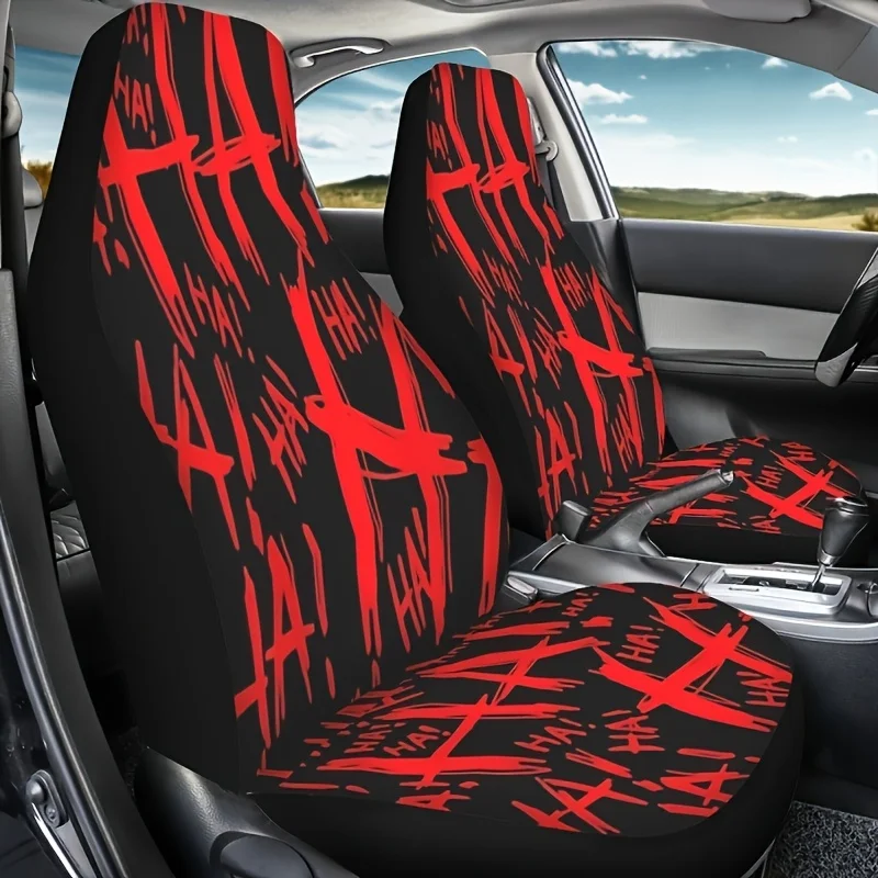 [Joker HA! Car Seat Covers] 2pcs Joker HA! Print Car Seat Covers | Universal Auto Front Seats Protector For Car, SUV, Truck, Sed