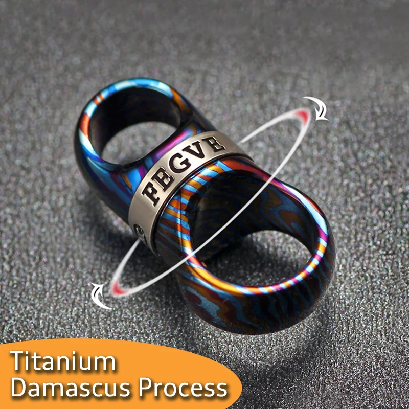 Titanium Damascus Keyring Spin Rotation For Car Key Ring Holder EDC Keychain Horseshoe Buckle Connection Accessories Best Gift